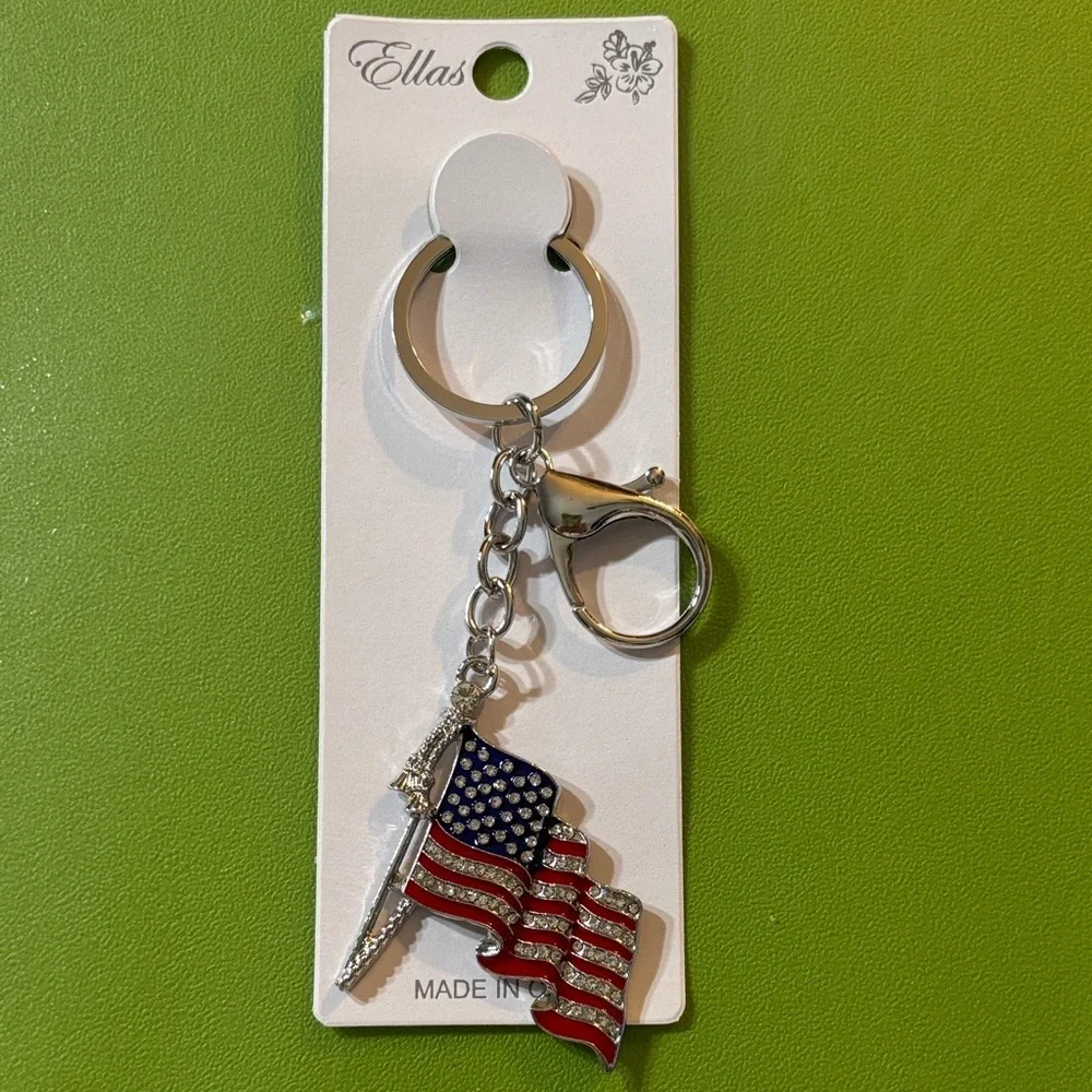 Silver American Flag Keychain/Bag Charm